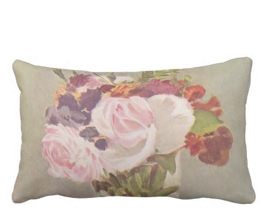 Manet Pink Rose Lumbar Pillow